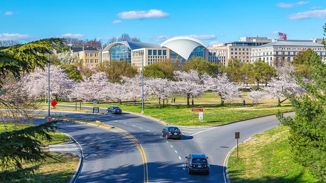 Exterior view of the United States Institute of Peace building in Washington D.C.