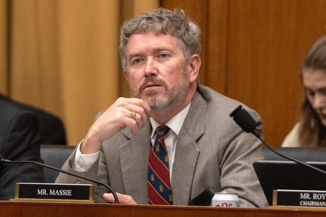 Rep. Thomas Massie, R-Ky., listens during a joint subcommittee hearing of the House Judiciary Committee on Capitol Hill, on April 1, 2025.