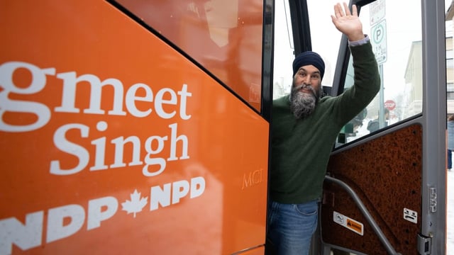 Former NDP leader Jagmeet Singh is seen on the campaign trail in Ottawa on March 29. The recent federal election saw the NDP's parliamentary ranks drop to seven from the 25 seats won in 2021, and its popular vote collapse by 59 per cent.