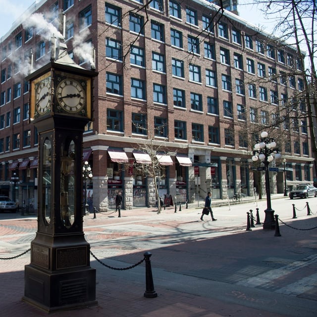 The steam clock is seen in historic Gastown in downtown Vancouver on Tuesday, March 17, 2020. THE CANADIAN PRESS/Jonathan Hayward