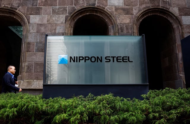 Nippon Steel logo is displayed at the company's headquarters in Tokyo, Japan April 1, 2024.  REUTERS/Issei Kato/File Photo