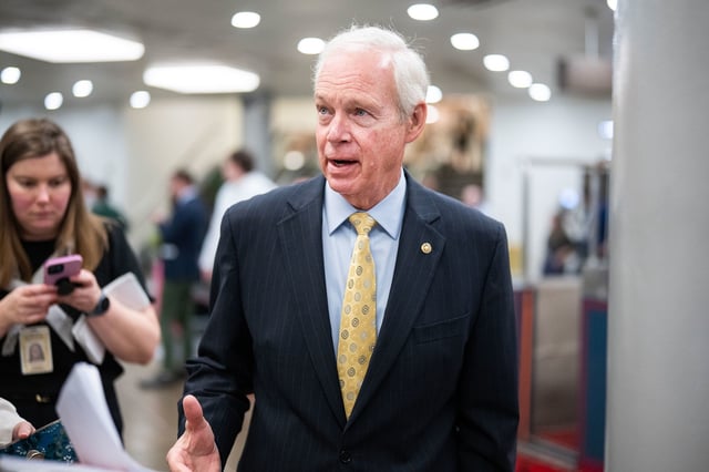 Sen. Ron Johnson is seen in the US Capitol during a series of votes on Thursday, April 3.