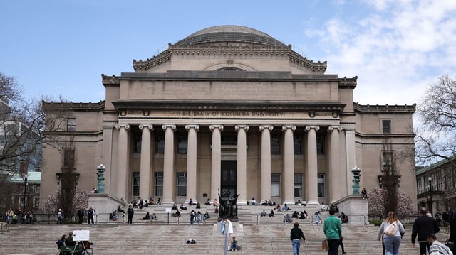 Students are seen on the campus of Columbia University in New York, on April 14, 2025
