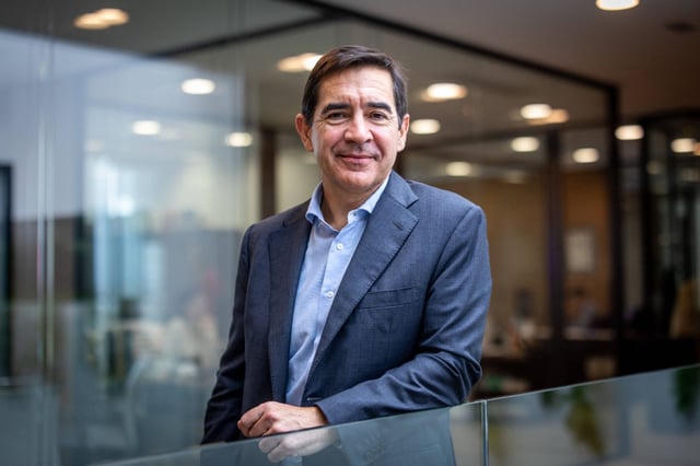 El presidente de BBVA, Carlos Torres, en la sede de EL PERIÓDICO en Barcelona.