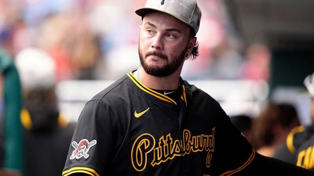 May 18, 2025; Philadelphia, Pennsylvania, USA; Pittsburgh Pirates starting pitcher Paul Skenes (30) looks on against the Philadelphia Phillies in the ninth inning at Citizens Bank Park. Mandatory Credit: Kyle Ross-Imagn Images