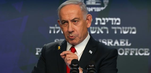 Le Premier ministre israélien Benjamin Netanyahu lors d'une conférence de presse à Jérusalem, le 21 mai 2025.