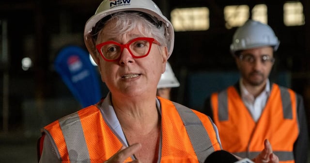 Environment Minister Penny Sharpe speaking during a visit to Green Gravity's lab in Port Kembla. Picture supplied
