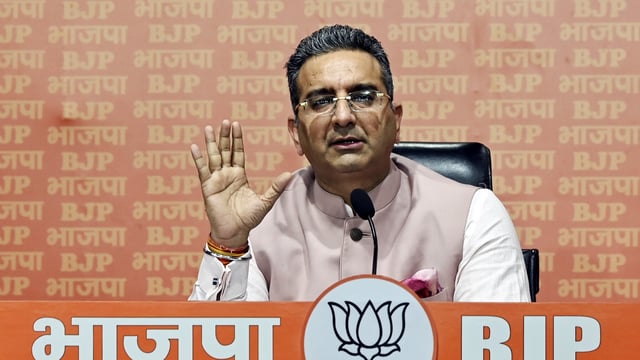 Bharatiya Janata Party (BJP) spokesperson Gaurav Bhatia addresses a press conference, at BJP HQ, in New Delhi on Friday. 
