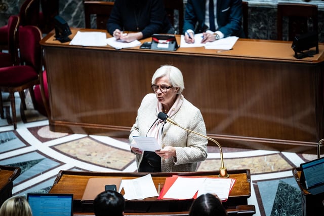 La ministre de la santé Catherine Vautrin lors de la discussion du texte sur l’aide à mourir, à l’Assemblée nationale le 22 mai.