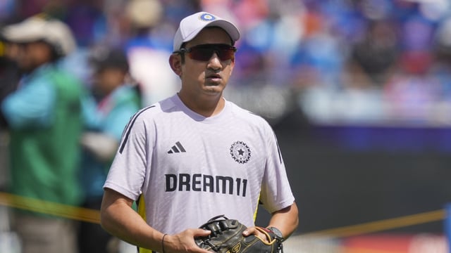 India's head coach Gautam Gambhir during a warm-up session
