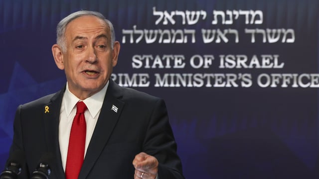 Israeli Prime Minister Benjamin Netanyahu speaks during a press conference in Jerusalem