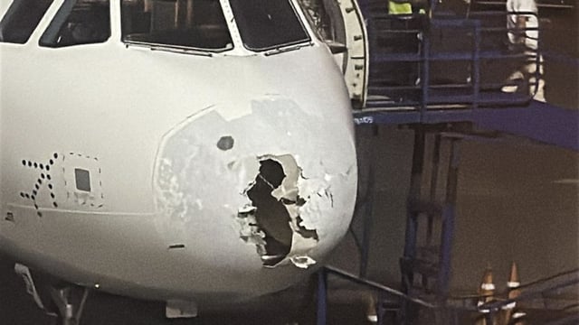 Delhi-Srinagar IndiGo flight that hit turbulence mid-air due to inclement weather, prompting the pilot to report the emergency to air traffic control at Srinagar