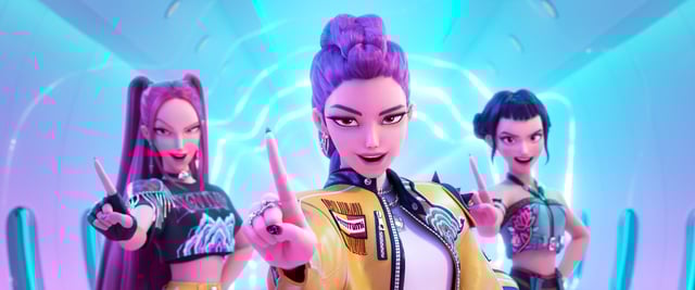 KPOP DEMON HUNTERS - (L-R) Mira (voice by MAY HONG), Rumi (voice by ARDEN CHO) and Zoey (voice by JI-YOUNG YOO).