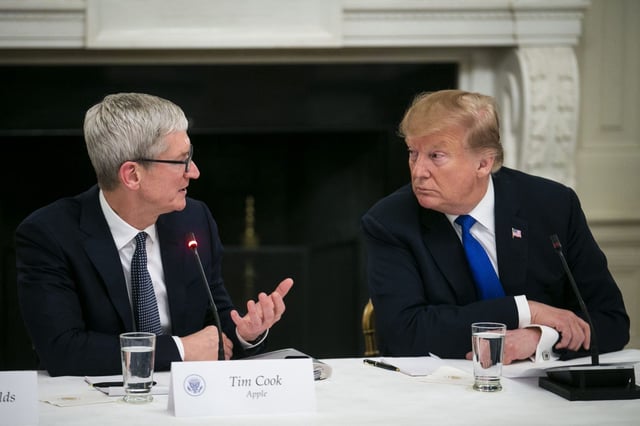 Apple CEO Tim Cook and President Donald Trump at the White House in 2019.