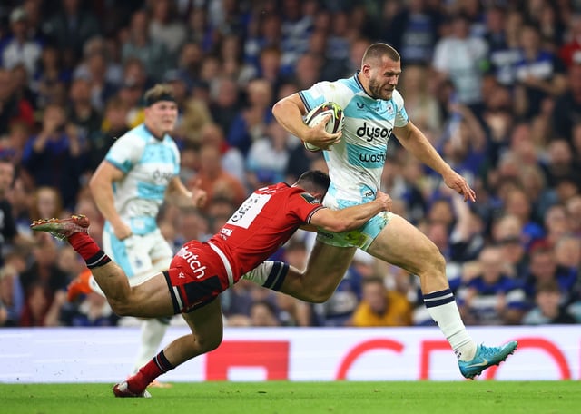 Rugby Union - European Challenge Cup Final - Bath Rugby v Lyon - Principality Stadium, Cardiff, Wales, Britain - May 23, 2025 Bath Rugby's Will Butt in action with Lyon's Baptiste Couilloud Action Images via Reuters/Andrew Boyers