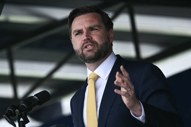 Vice President JD Vance speaks at the US Naval Academy graduation in Annapolis, Maryland on May 23, 2025.