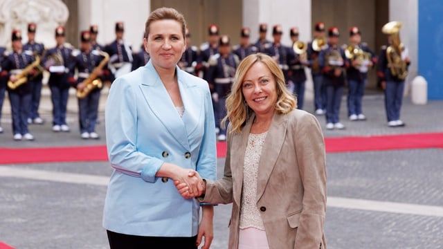Mette Frederiksen, the Danish prime minister, left, met her Italian counterpart Giorgia Meloni in Rome this week to issue the letter