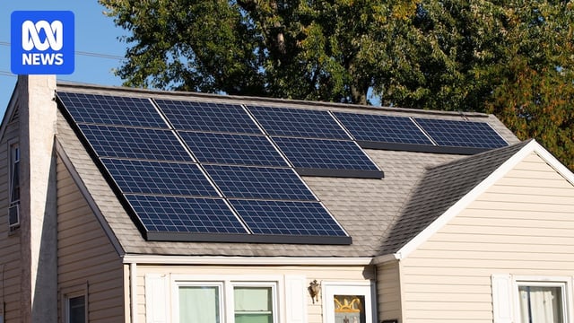 Solar photovoltaic panels on a house roof