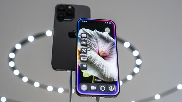 New models of the Apple iPhone 16 are displayed after Apple's "It's Glowtime" event in Cupertino, California, September 9, 2024. Apple on Monday announced a new iPhone built for generative artificial intelligence as it seeks to boost sales and show it is keeping up in the technology race. (Photo by Nic Coury / AFP) (Photo by NIC COURY/AFP via Getty Images)