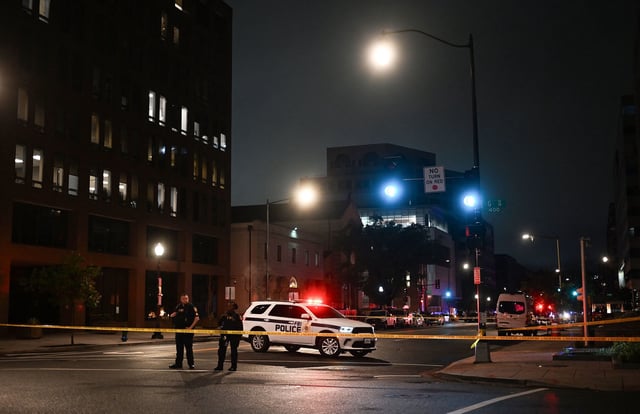 FBI agents work the scene outside the Capital Jewish Museum following a shooting in Washington, DC, on Wednesday.