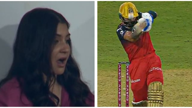 Anushka Sharma seemed worried when a ball hit Virat Kohli's helmet.