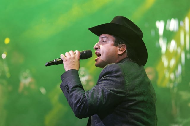 Julión Álvarez performing during a concert at Arena Monterrey on October 29, 2021 in Monterrey, Mexico.