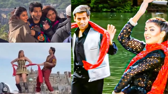 Varun Dhawan, Pooja Hegde, Mrunal Thakur dancing to Chunnari Chunnari