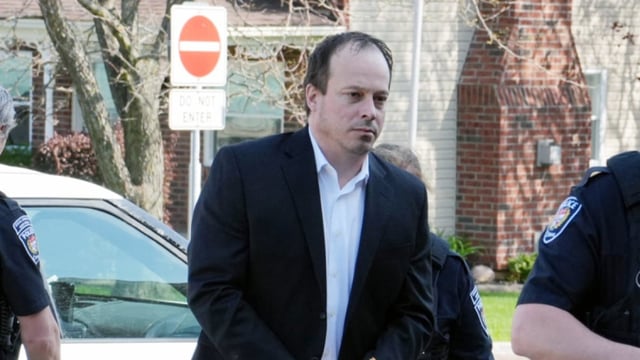 Alain Bellefeuille arrives at the L'Orignal Courthouse earlier this month for the second day of his cross-examination.
