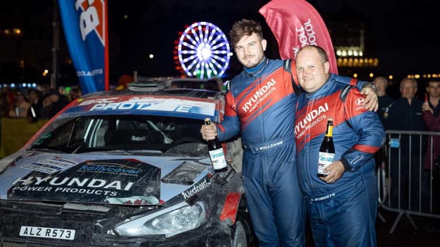 Dai Roberts, right, who died at the scene of the crash on Saturday, with James Williams, his driver who was taken to hospital with serious injuries