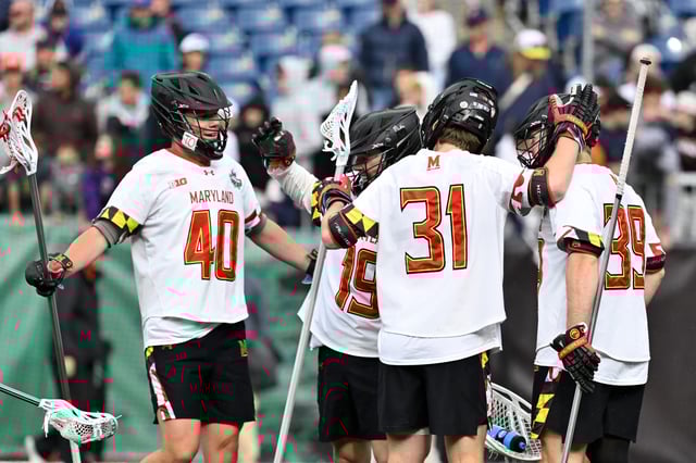 Maryland players celebrate the win against Syracuse
