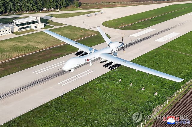 This file photo, released by the Korean Central News Agency, on May 17, 2025, shows a North Korean jet for the Guards 1st Air Division of the Korean People's Army. (For Use Only in the Republic of Korea. No Redistribution) (Yonhap)