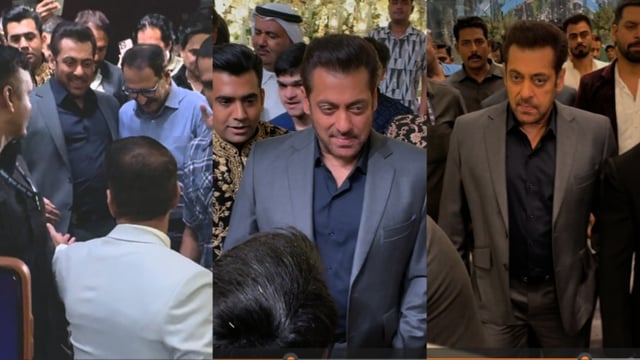 Salman Khan attended a wedding in Mumbai.