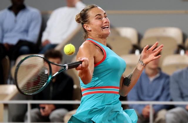 Tennis - French Open - Roland Garros, Paris, France - May 25, 2025 Belarus' Aryna Sabalenka in action during her first round match against Russia's Kamilla Rakhimova REUTERS/Denis Balibouse