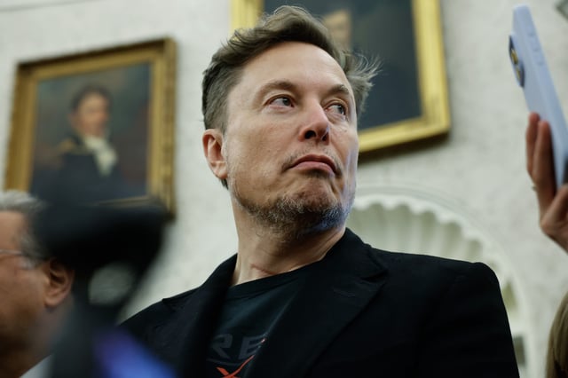 Elon Musk in the Oval Office at the White House on May 21, 2025 in Washington, DC.