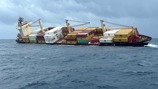 A Liberian-flagged container ship with hazardous cargo has sunk off India's southern coast of Kerala, the navy said on May 25, after rescuing all 24 crew members safely. 