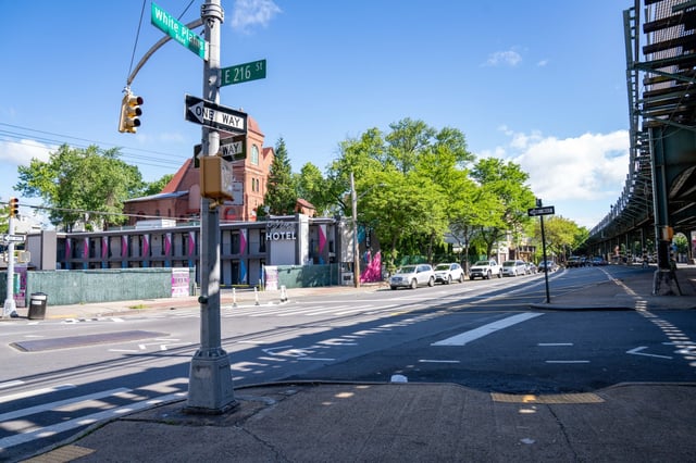 A woman was fatally struck by Toyota vehicle on while crossing White Plains Road near East 216th Street Saturday night in the Bronx, Sunday May 25, 2025.  (Theodore Parisienne / New York Daily News)
