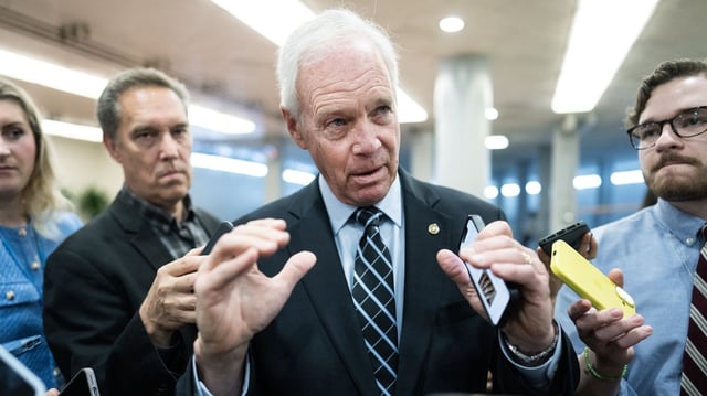 Sen. Ron Johnson, R-Wis., talks with reporters in the U.S. Capitol after the House passed the One Big Beautiful Bill Act on May 22. Photo: Tom Williams/CQ-Roll Call, Inc via Getty Images