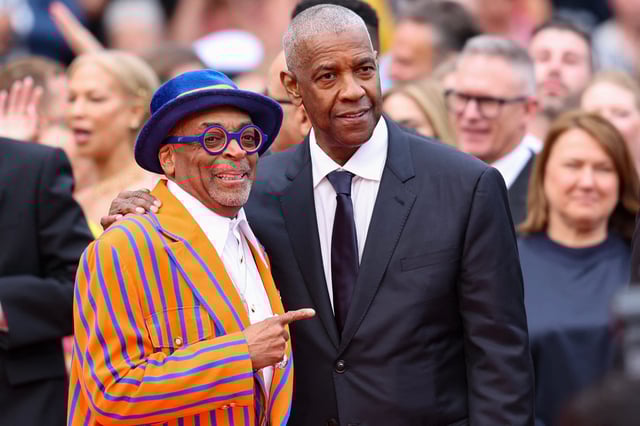 Spike Lee (left) and Denzel Washington turned out for the Cannes Film Festival screening of "Highest 2 Lowest" on May 19, 2025. (