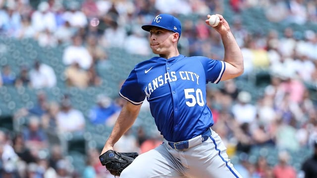 Kansas City Royals starting pitcher Kris Bubic works against the Minnesota Twins during a May 25, 2025 Major League Baseball game at Target Field in Minneapolis.