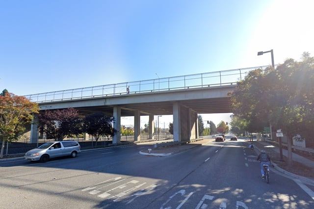 A driver fled the scene after a solo vehicle crash at Evelyn Avenue and Kittyhawk Way in Mountain View early Sunday. 