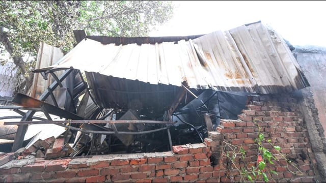 The shed where the fire took place. (Arvind Yadav/HT)