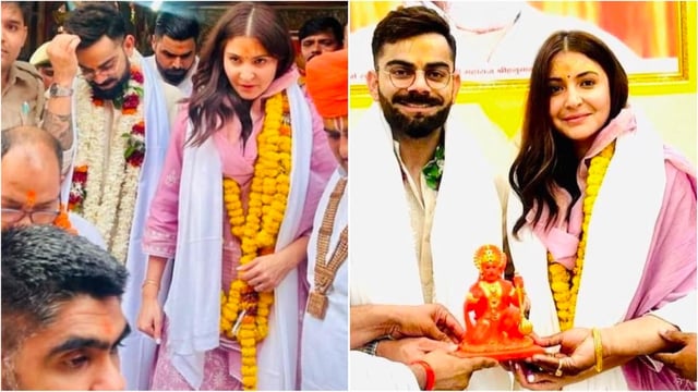 Anushka Sharma shines in elegant lilac suit during spiritual visit to Ayodhya. 