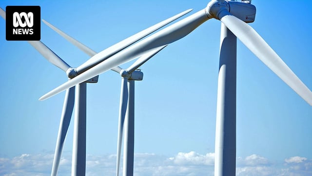 Wind turbines.