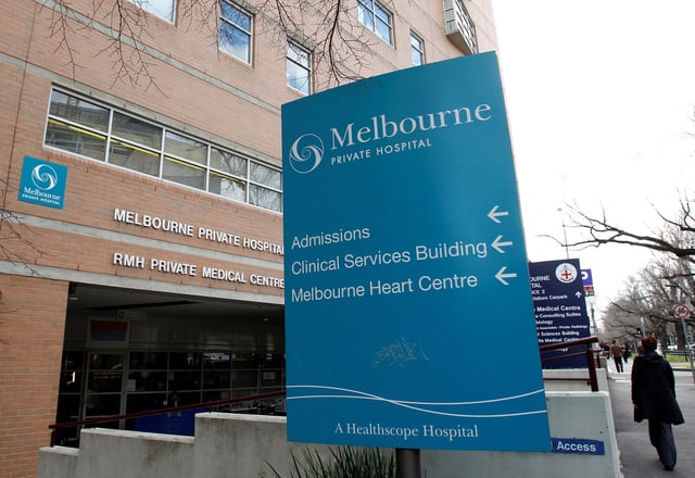A sign for a Heathscope hospital is seen in central Melbourne July 16, 2010. REUTERS/Mick Tsikas/File Photo