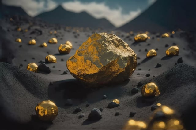 Pure gold ore closeup Big gold