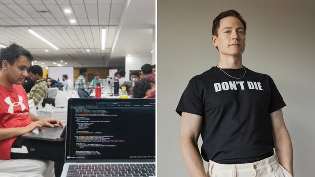 Web developer Priyanshu Tiwari, shared a photo of a large group of tech workers coding through the night and till early morning.