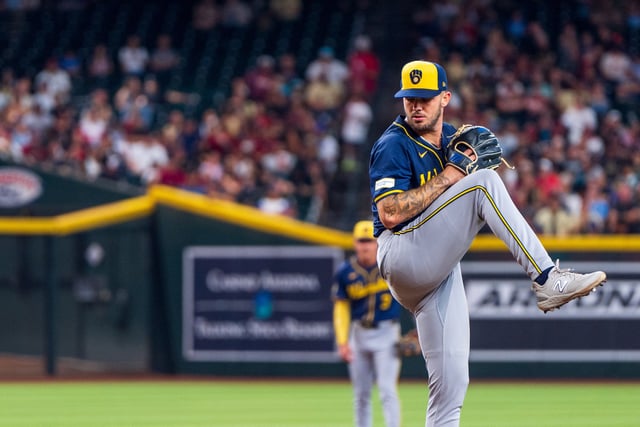 Sep 15, 2024; Phoenix, Arizona, USA; Milwaukee Brewers starting pitcher DL Hall (37) on the mound in the first inning during a game against the Arizona Diamondbacks at Chase Field. Mandatory Credit: Allan Henry-USA TODAY Sports/File photo