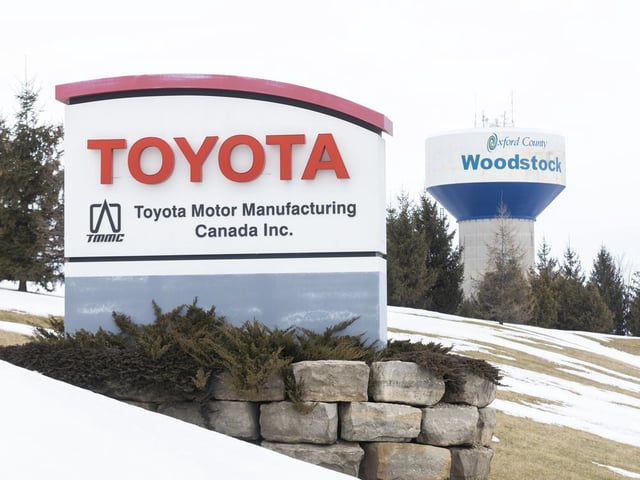 The Toyota Motor Manufacturing plant in Woodstock. Photo taken on Tuesday, March 4, 2025. (Derek Ruttan/The London Free Press)