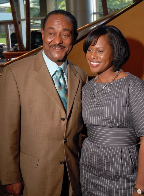 Jose Grinan and Joan Higginbotham at the Who&#39;s Who in Black Houston second edition release party at the InterContinental Houston hotel Thursday March 20,2008.