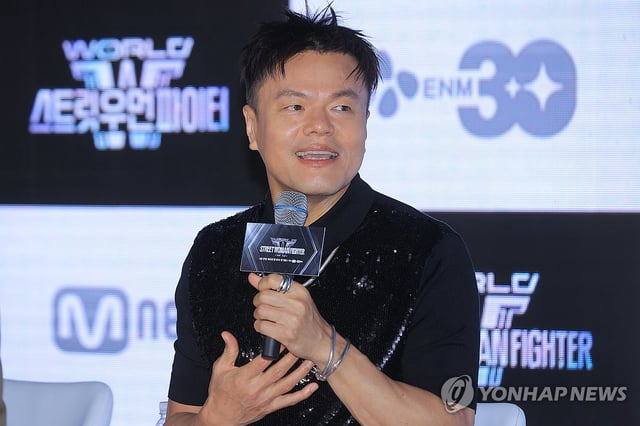 Park Jin-young, who joins as a judge in "World of Street Woman Fighter," speaks during a press conference in Seoul on May 27, 2025. (Yonhap)